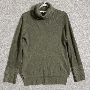 Veronica Beard Women's Size Large Green 100% Cashmere LS Turtle Neck Sweater